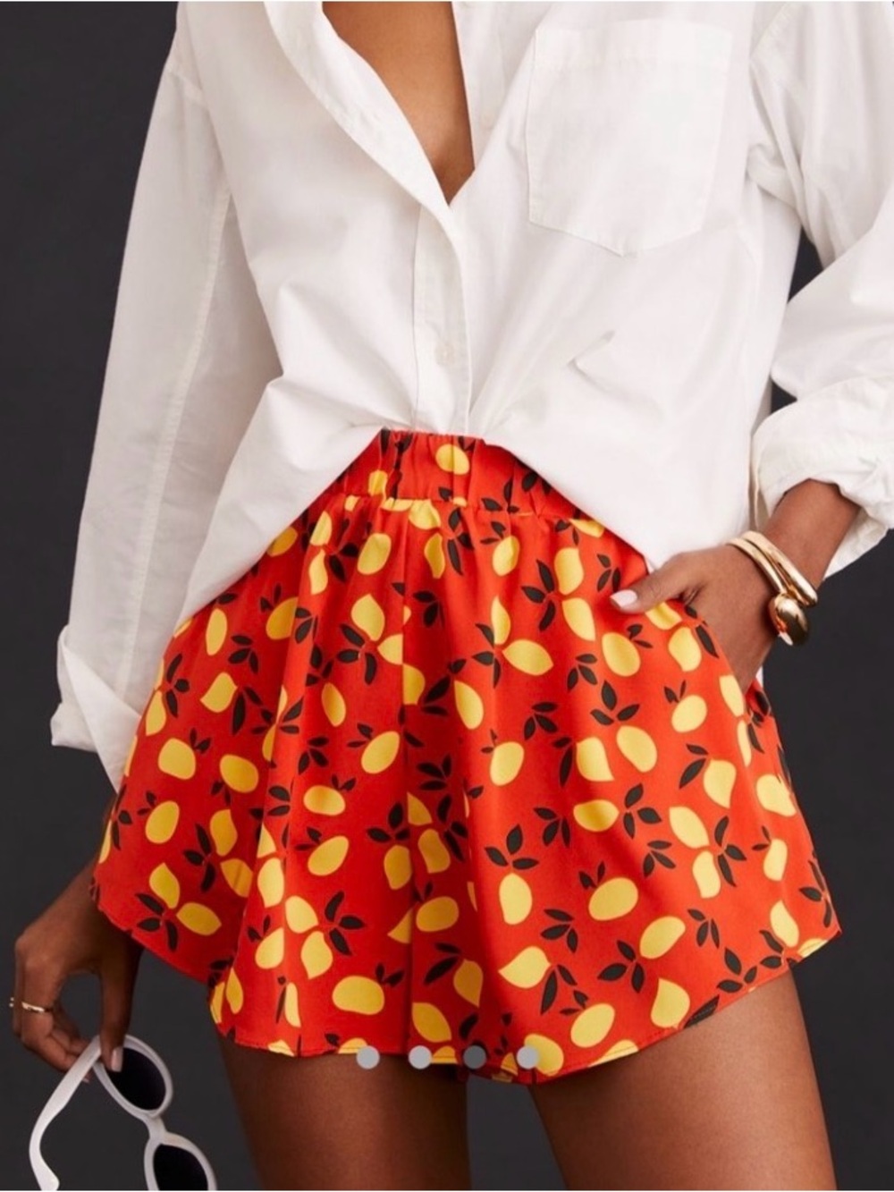 Glamorous Red and Yellow Lemon-Print Mini Skirt